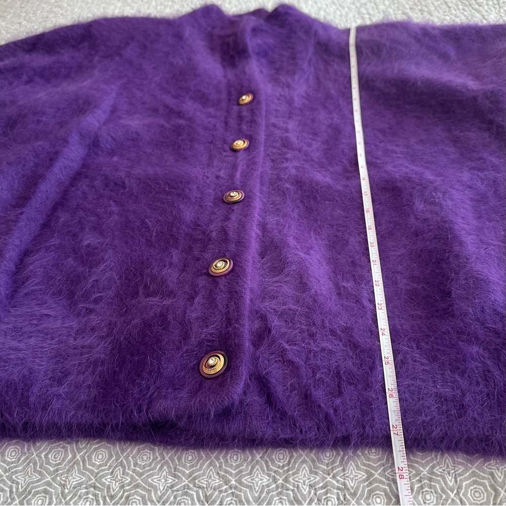 Exclusively Misook Vintage Vibrant Purple Angora Cardigan Jacket One Size XL - Picture 9 of 12